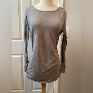 Gray maternity long sleeve rouched top